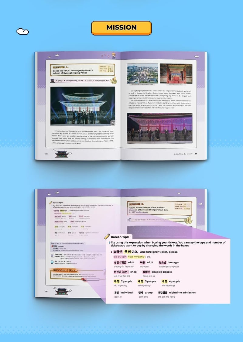 CAKE BTS Travel Book Global Edition with Useful Korean Expressions - Official BTS Merch, Special South Korea Trip Guide Inspired by BTS, Gift Idea for Army - Image 5